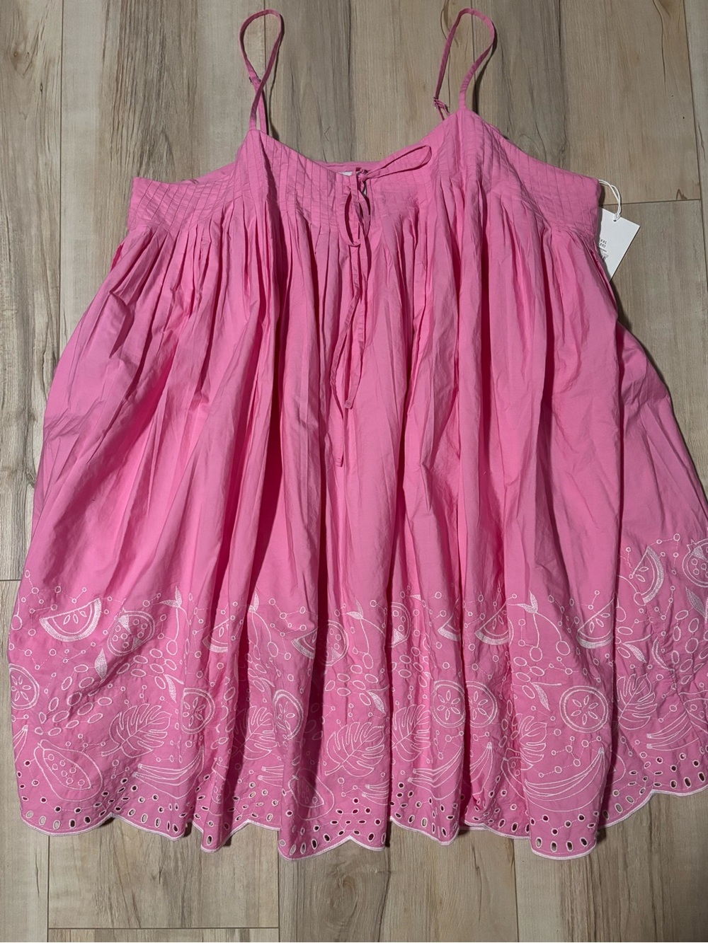 Women's Pink Embroidered Cotton Sundress